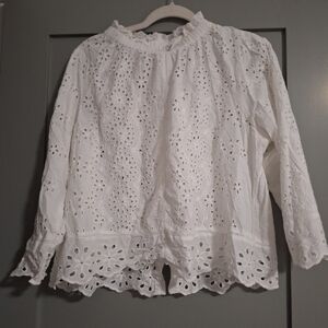Jennifer & Grace White Eyelet Blouse Size XL